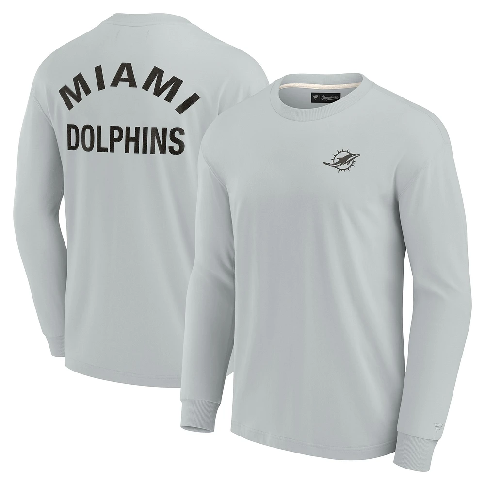 T-shirt unisexe Fanatics gris Miami Dolphins Elements super doux à manches longues