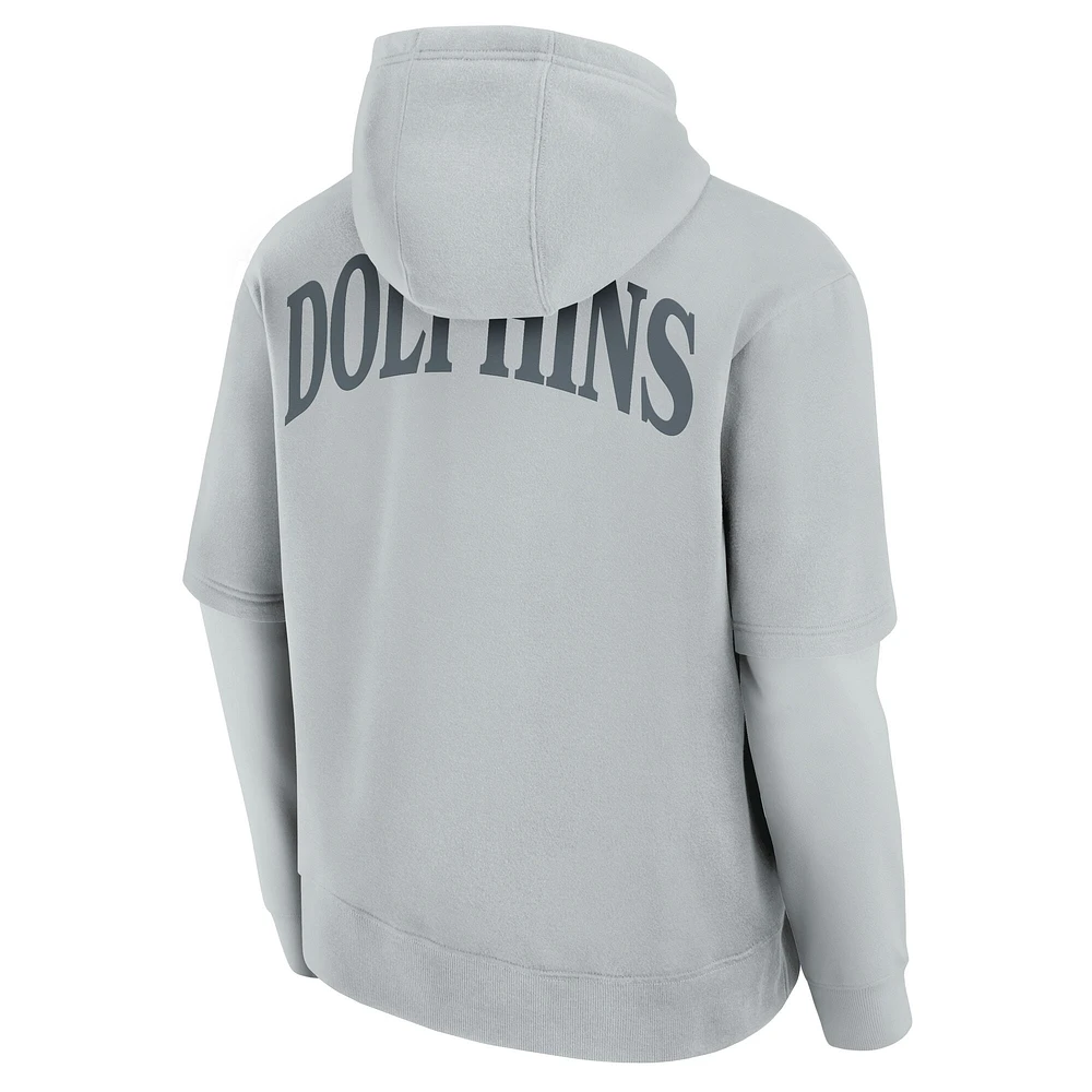 Sweat à capuche unisexe Fanatics gris Miami Dolphins Sleek Elements