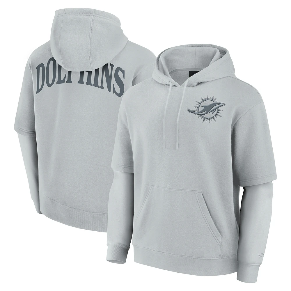 Sweat à capuche unisexe Fanatics gris Miami Dolphins Sleek Elements