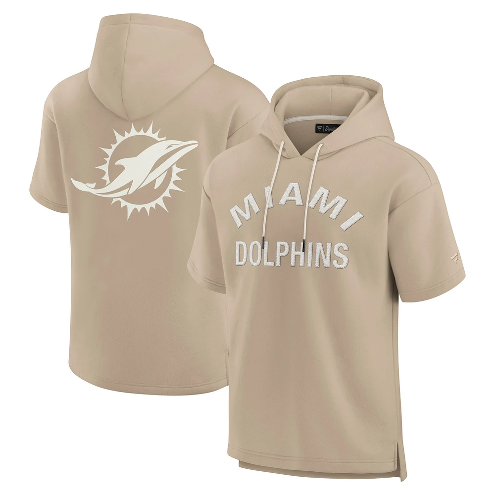 Sweat à capuche unisexe Fanatics kaki Miami Dolphins Elements en polaire super douce manches courtes