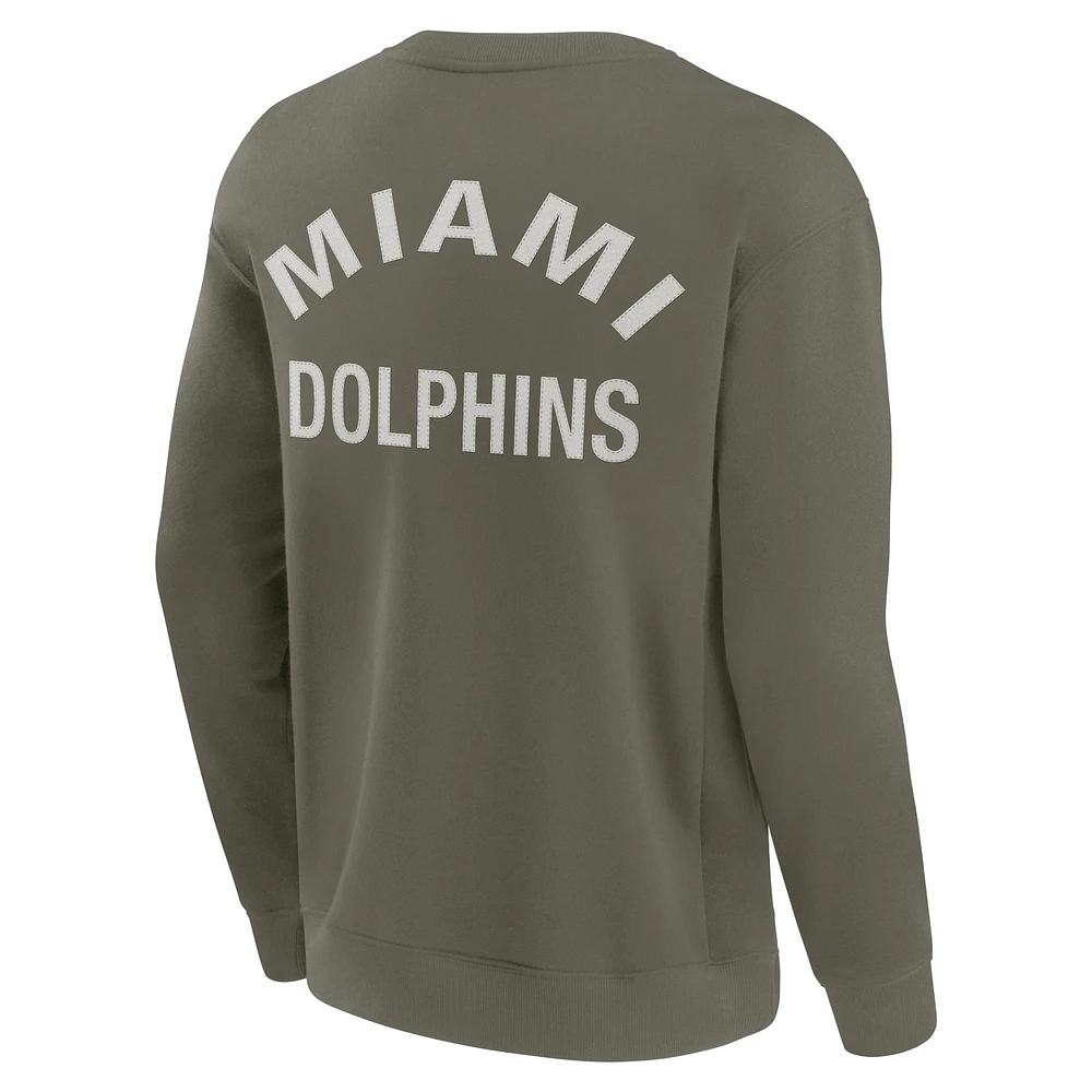 Unisex Fanatics Olive Miami Dolphins Elements Super Soft Pullover Sweatshirt