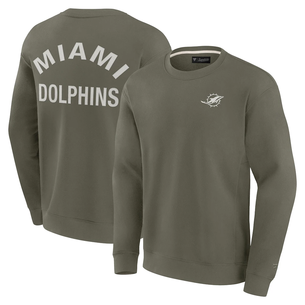 Unisex Fanatics Olive Miami Dolphins Super Soft Pullover Crew Sweatshirt