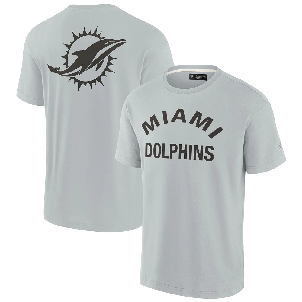 T-shirt unisexe gris à manches courtes et super doux avec logo des Miami Dolphins