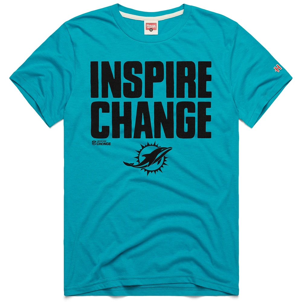 Unisex Homage Aqua Miami Dolphins 2024 Inspire Change Tri-Blend T-Shirt