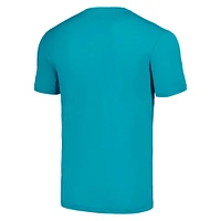 Hommage unisexe Aqua Miami Dolphins casque rétro T-shirt triple mélange