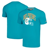 Unisex Homage Aqua Miami Dolphins Helmet Retro Tri-Blend T-Shirt