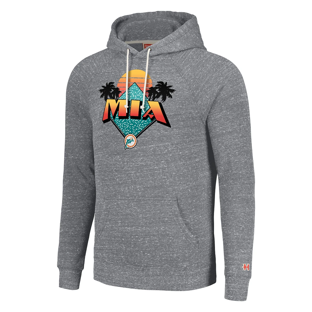 Unisex Homage  Gray Miami Dolphins Hyperlocal Raglan Pullover Hoodie