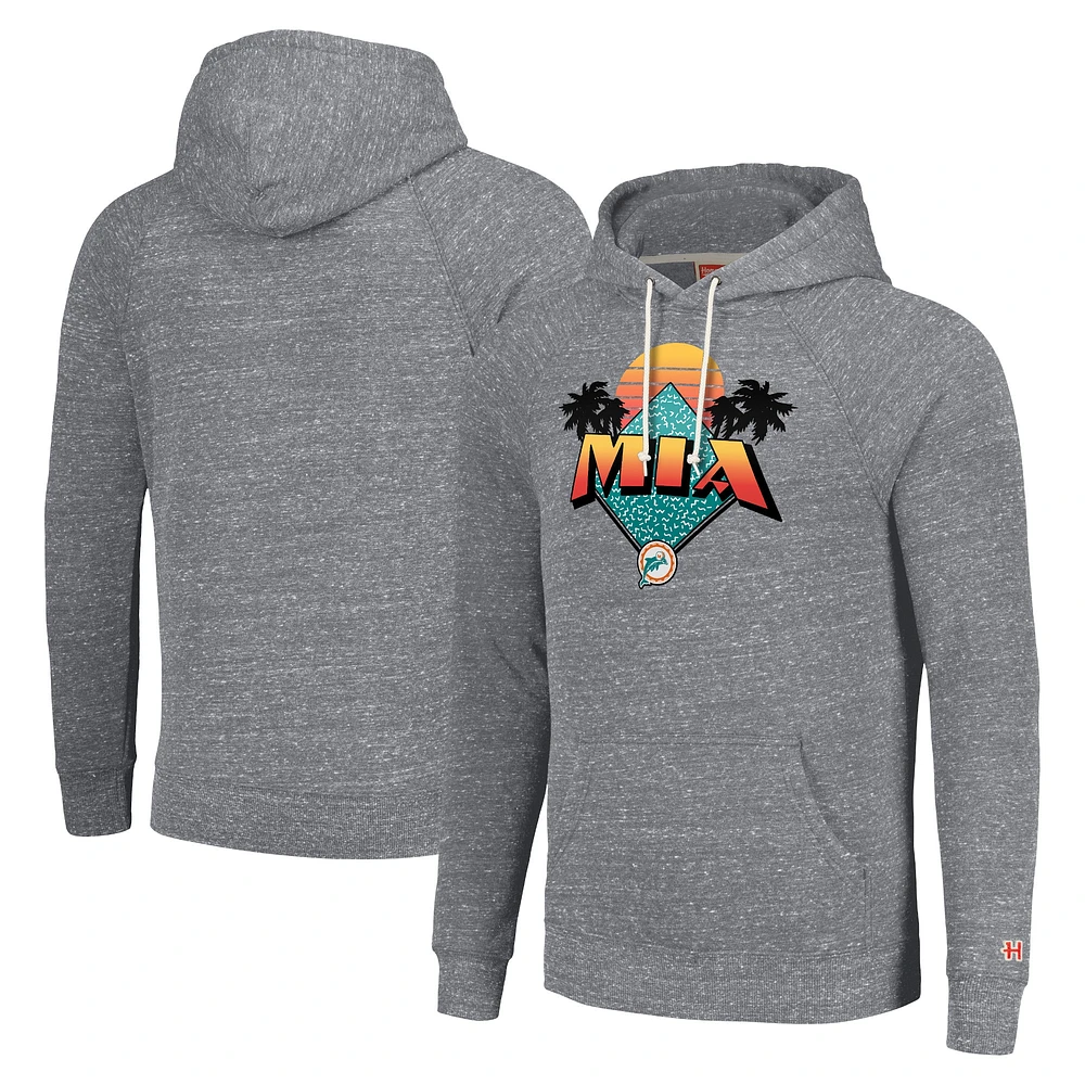 Unisex Homage  Gray Miami Dolphins Hyperlocal Raglan Pullover Hoodie