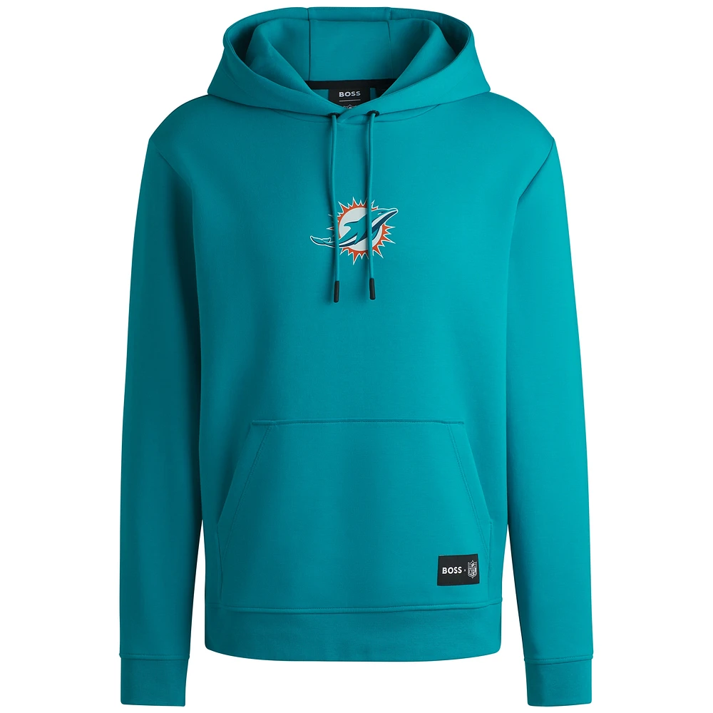 Sweat à capuche unisexe Hugo Boss Aqua Miami Dolphins Woodson Tri-Blend