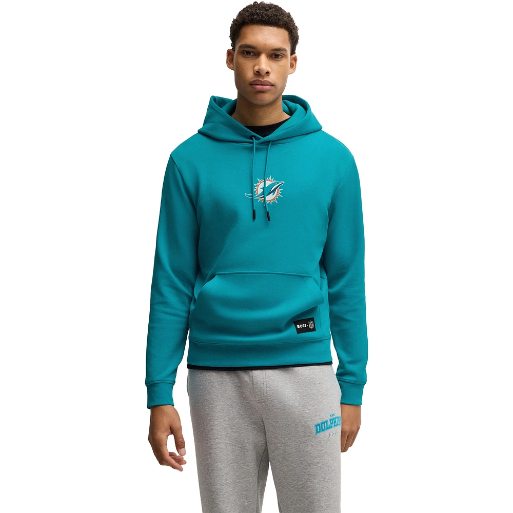 Unisex Hugo Boss Aqua Miami Dolphins Woodson Tri-Blend Hoodie