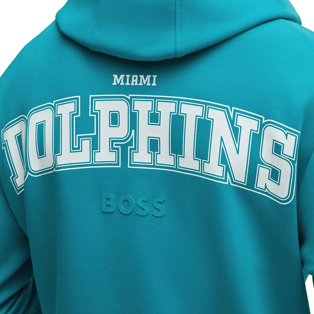 Sweat à capuche unisexe Hugo Boss Aqua Miami Dolphins Woodson Tri-Blend