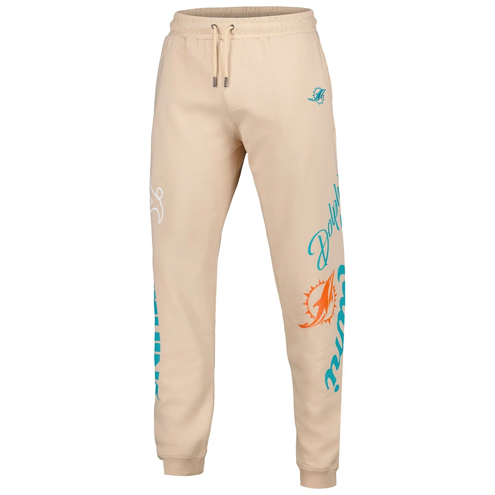 Unisex The Wild Collective Cream Miami Dolphins Heavy Block Graphic Jogger Pants