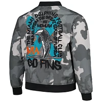 Blouson aviateur camouflage unisexe The Wild Collective gris Miami Dolphins