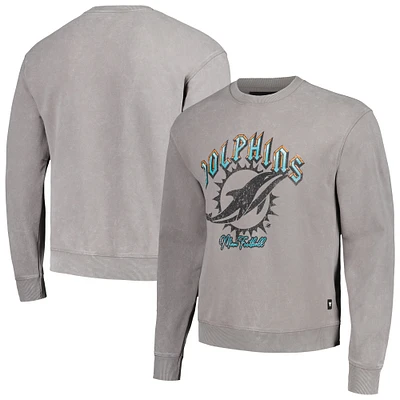 Unisex The Wild Collective Gray Miami Dolphins Distressed Pullover Sweatshirt