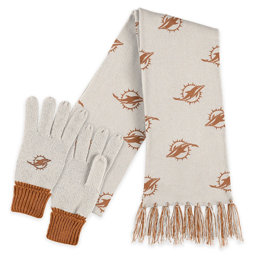 WEAR by Erin Andrews Miami Dolphins Tonal Scarf and Gloves Set