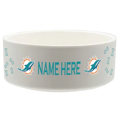 Miami Dolphins 20oz. Personalized Pet Bowl - White