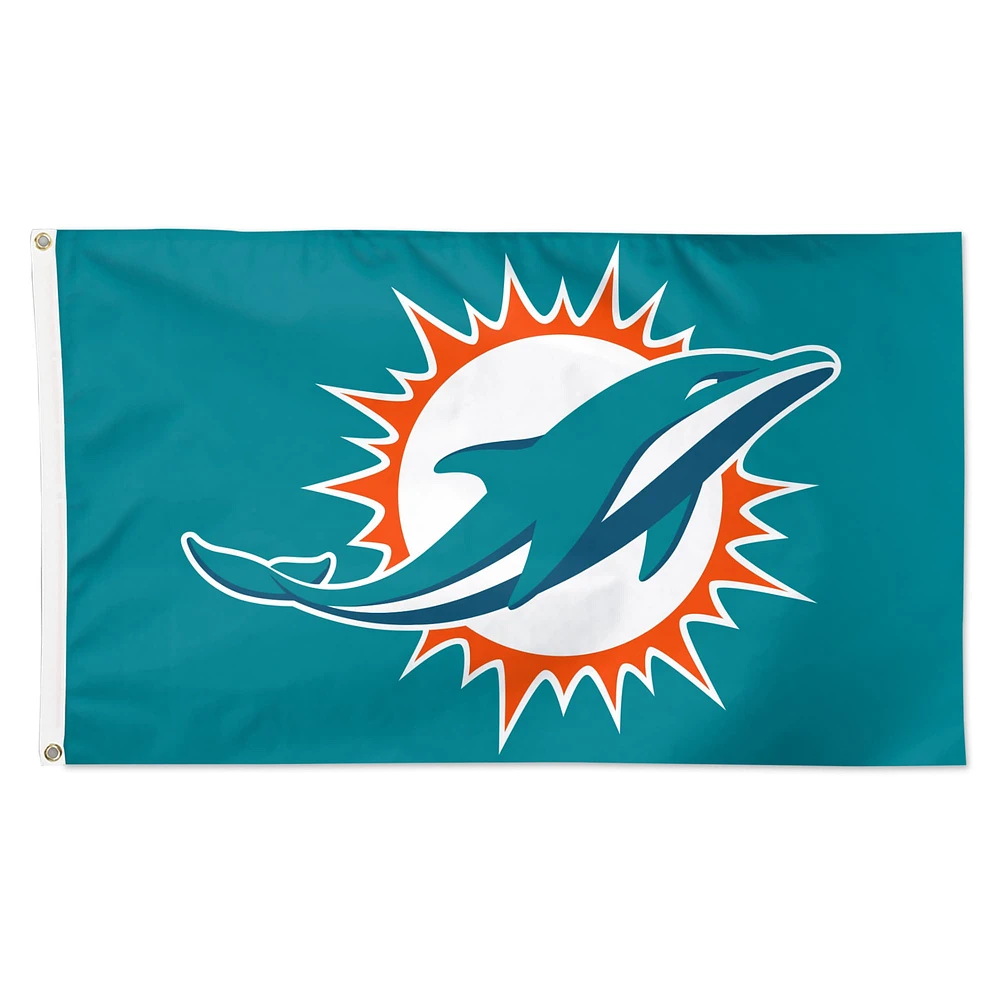 WinCraft Miami Dolphins Drapeau simple face avec logo principal 3 pi x 5 pi