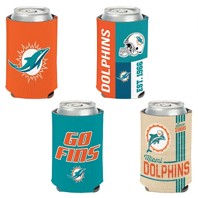 WinCraft Miami Dolphins 4-Pack 12oz. Can Cooler Set