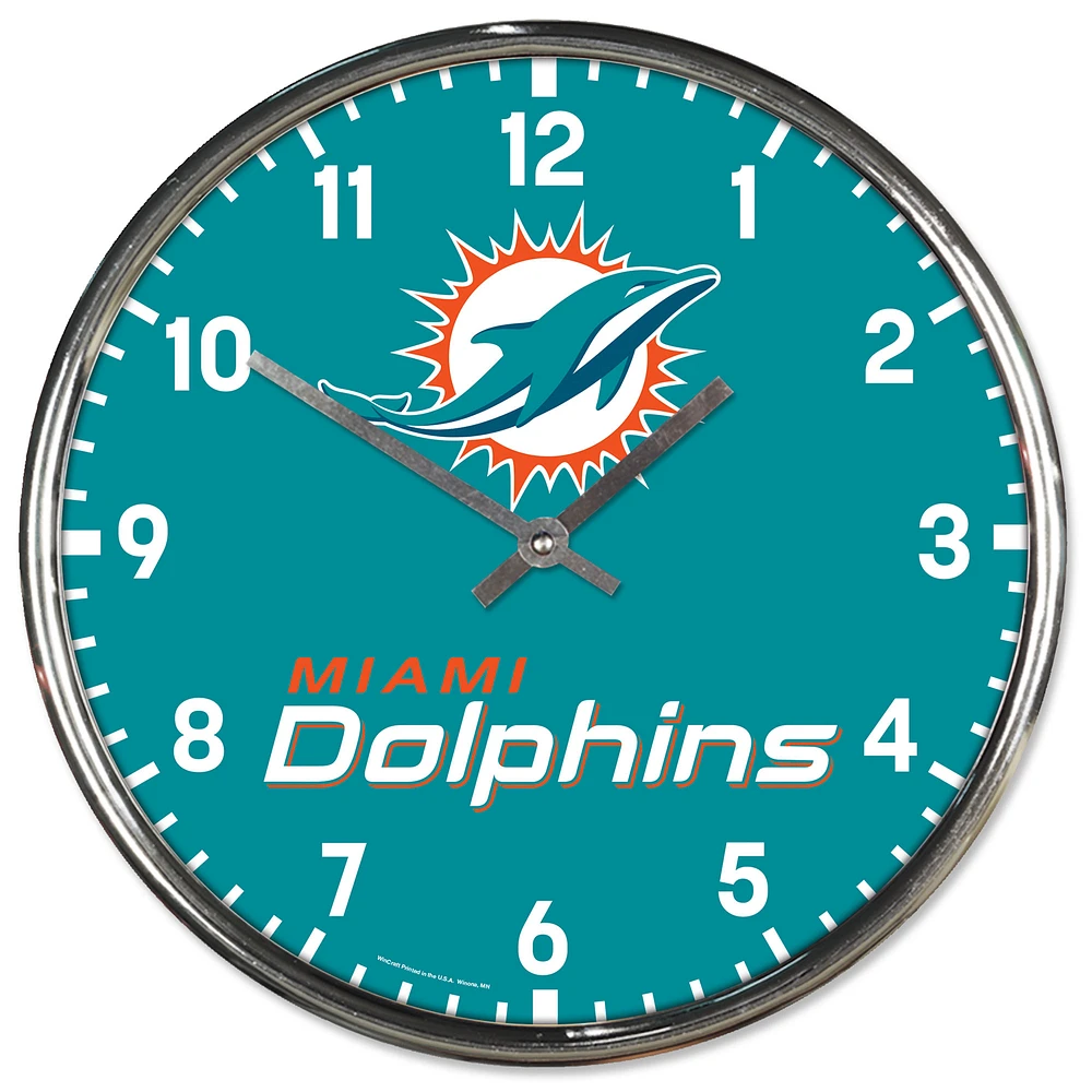 Horloge murale chromée WinCraft Miami Dolphins