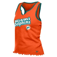 Débardeur orange à col cranté et ourlet ondulé Tri-Blend pour femme New Era des Dolphins de Miami