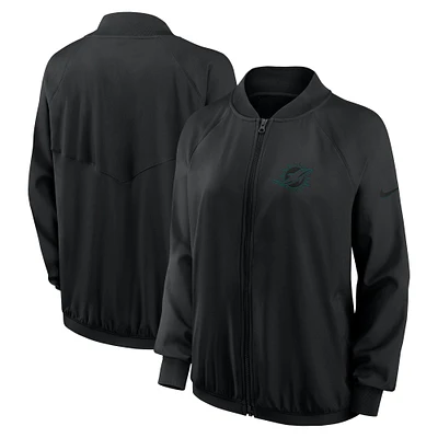 Veste zippée Nike noire Miami Dolphins pour femme