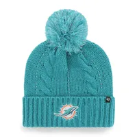 Men's New Era Aqua Miami Dolphins Toasty Cover Cuffed Knit Hat with Pom