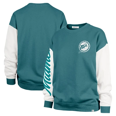 Women's '47  Aqua Miami Dolphins Double Header Rise Andie Pullover Sweatshirt