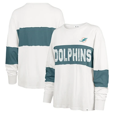 T-shirt à manches longues pour femme '47 Cream Miami Dolphins Clubhouse Pride Taylor