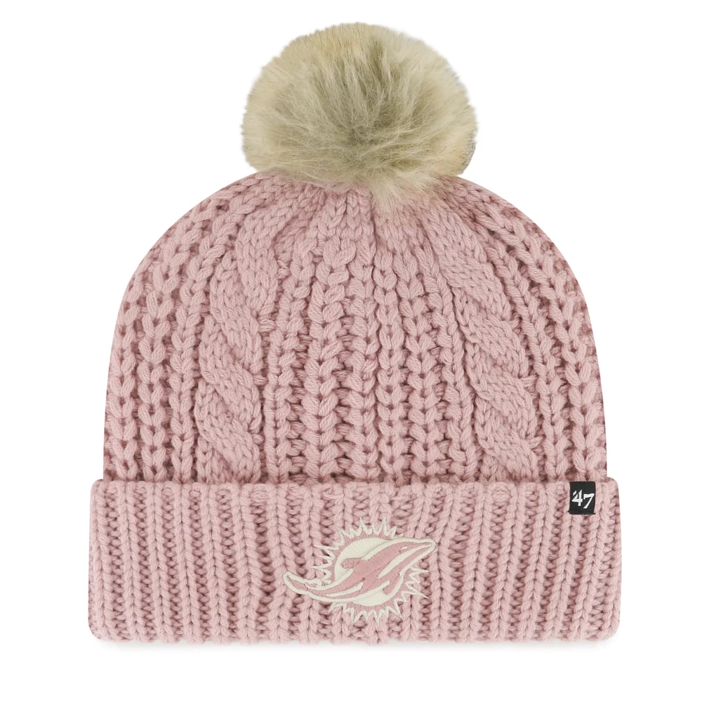 Bonnet tricoté à revers et pompon Dusty Rose Miami Dolphins Meeko pour femme '47