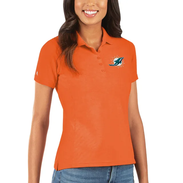 Women's Antigua Black Miami Dolphins Team Logo Tribute Polo Size: Extra Small