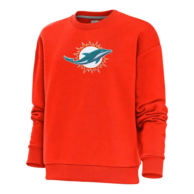 Men's Antigua White Miami Dolphins Victory Pullover Sweatshirt