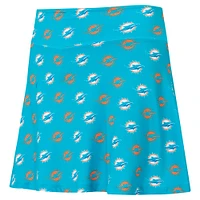 Women's Concepts Sport Aqua Miami Dolphins Record Allover Print Knit Sleep Skort