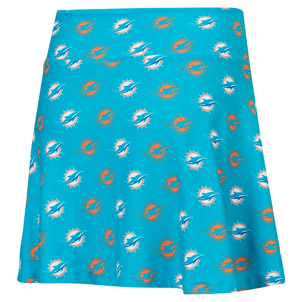 Women's Concepts Sport Aqua Miami Dolphins Record Allover Print Knit Sleep Skort