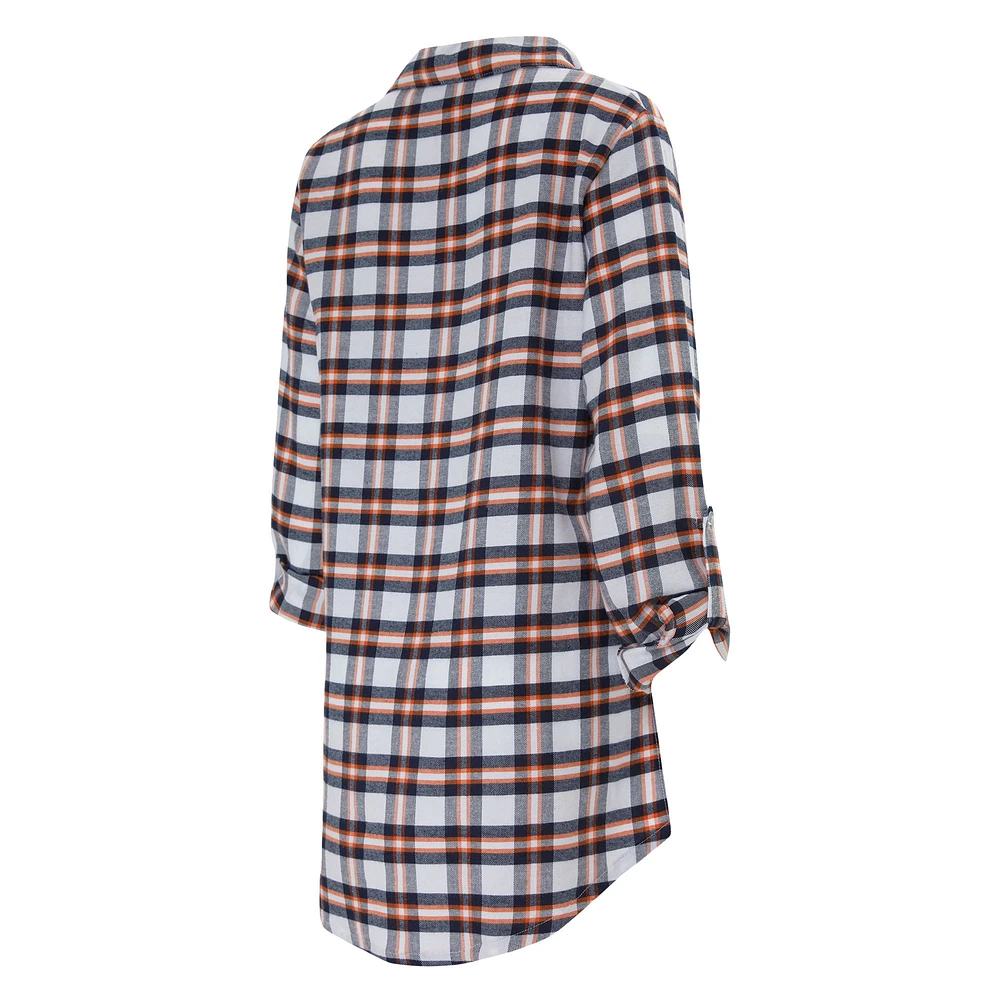 Women's Concepts Sport Aqua Miami Dolphins Sienna Plaid Full-Button Long Sleeve Nightshirt