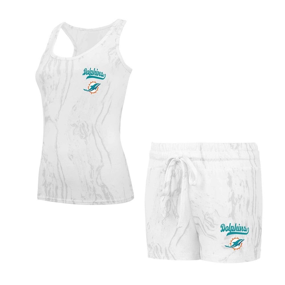 Ensemble de nuit pour femmes Concepts Sport Miami Dolphins Quartz Hacci Knit Débardeur et short