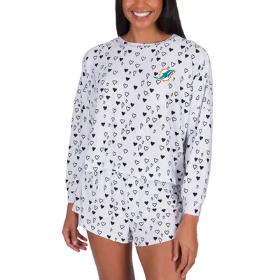 Miami Dolphins Concepts Sport Women's Epiphany Long Sleeve Top & Shorts Set - White
