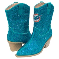 Women's Cuce  Aqua Miami Dolphins Crystal Ankle Boots