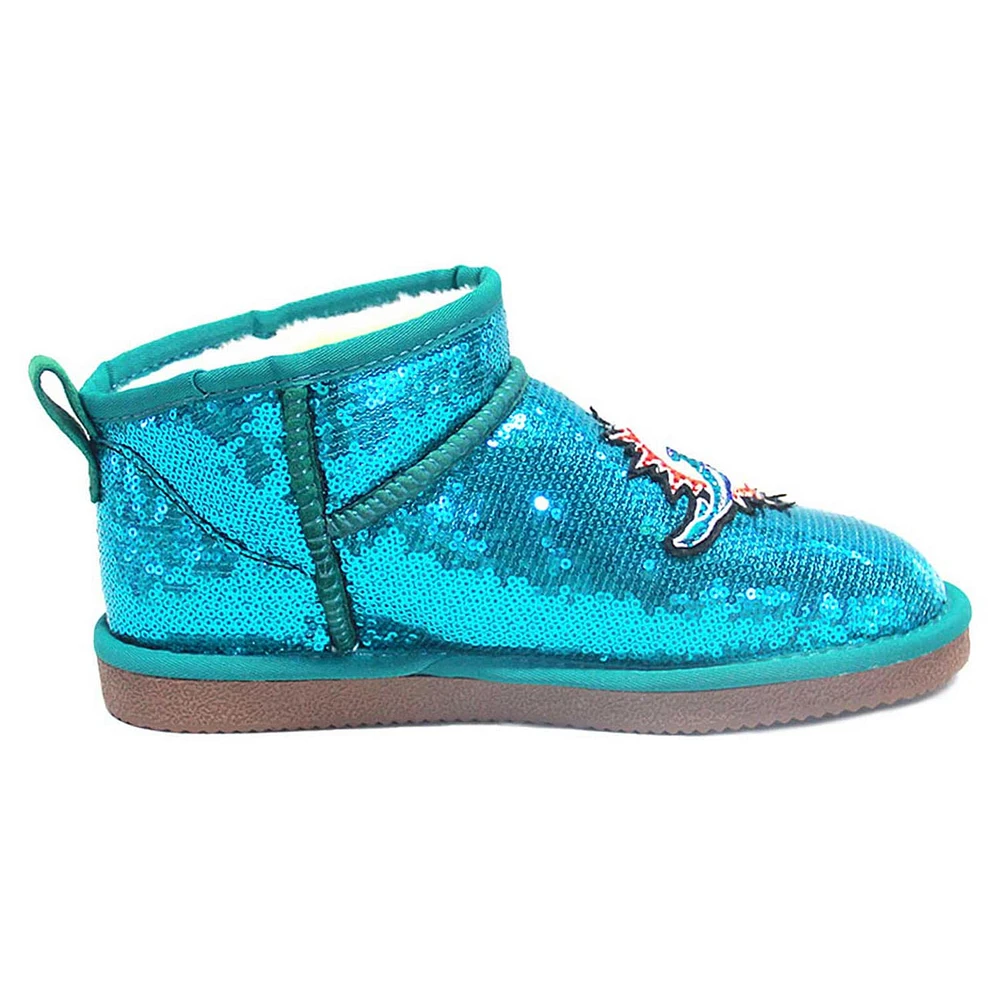 Women's Cuce  Aqua Miami Dolphins Sequin Ankle Boots