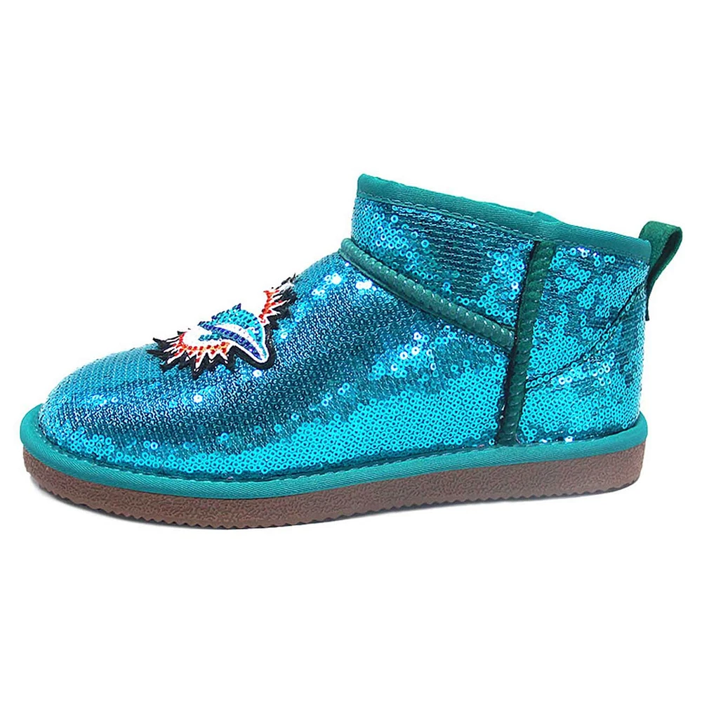 Women's Cuce  Aqua Miami Dolphins Sequin Ankle Boots