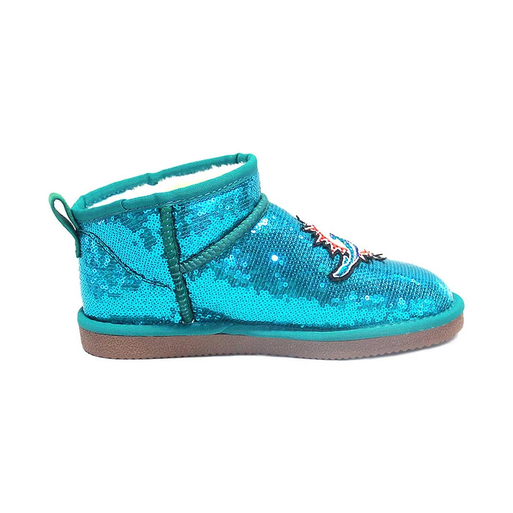 Women's Cuce  Aqua Miami Dolphins Sequin Ankle Boots