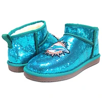 Women's Cuce  Aqua Miami Dolphins Sequin Ankle Boots