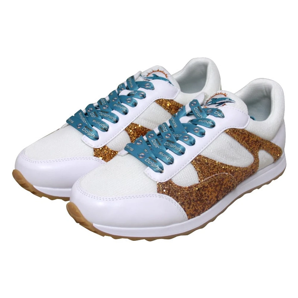 Women's Cuce  Orange Miami Dolphins Glitter Sneakers