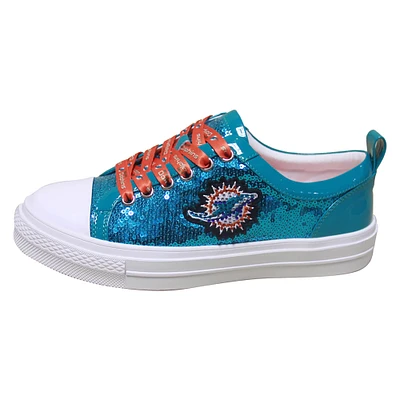 Women's Cuce Orange Miami Dolphins Team Sequin Sneakers