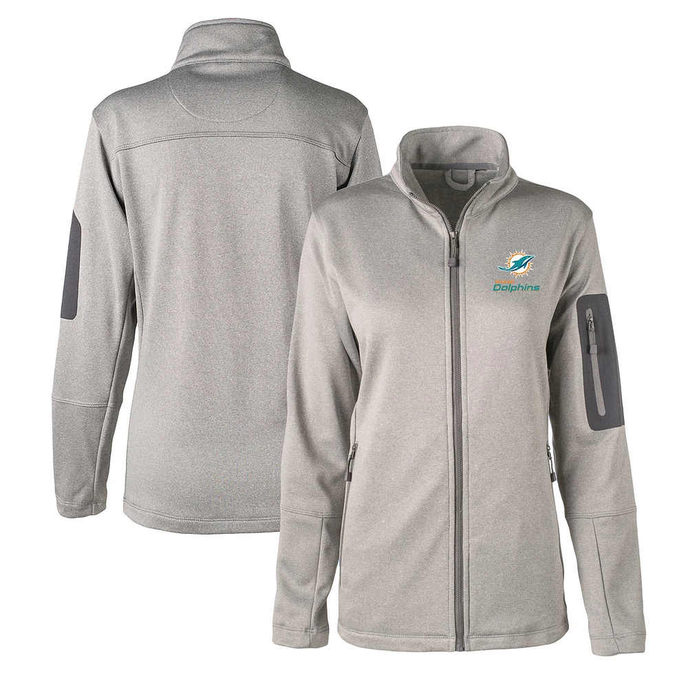 Veste entièrement zippée Dunbrooke Heather Charcoal pour femmes des Miami Dolphins Freestyle Teflon Shield