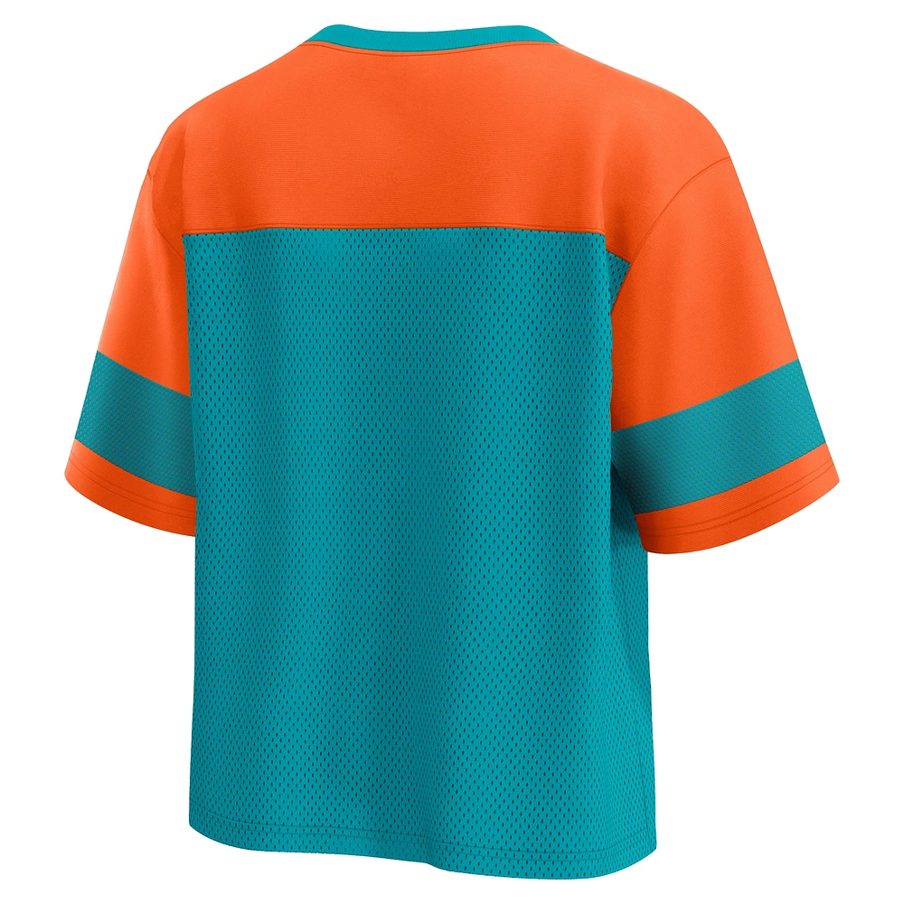 Women's Fanatics  Aqua/Orange Miami Dolphins Homeschool Jersey Poly V-Neck
Fashion Top