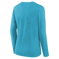 T-shirt à manches longues pour femme Fanatics Aqua Miami Dolphins Cheerleader