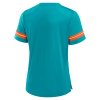 Women's Fanatics Aqua Miami Dolphins Play Script Lace-Up T-Shirt