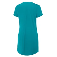 Women's Fanatics Aqua Miami Dolphins Ruched Drape T-Shirt Dress