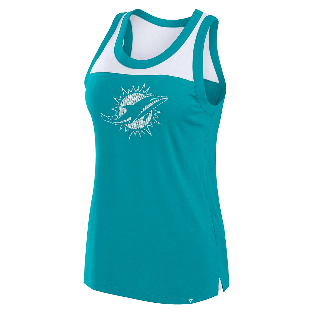 Women's Fanatics Aqua Miami Dolphins Sequin Tank Top