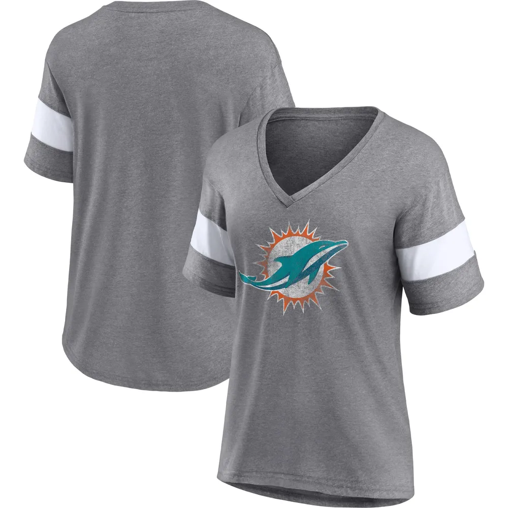 Men's Fanatics Branded White/Heathered Gray Miami Dolphins T-Shirt